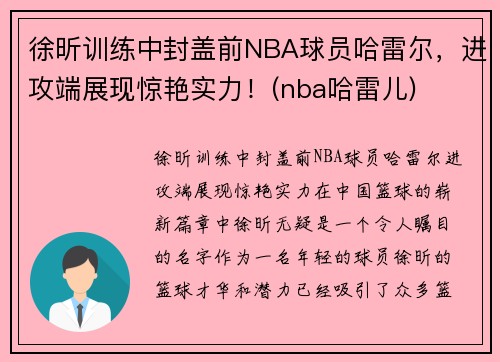 徐昕训练中封盖前NBA球员哈雷尔，进攻端展现惊艳实力！(nba哈雷儿)